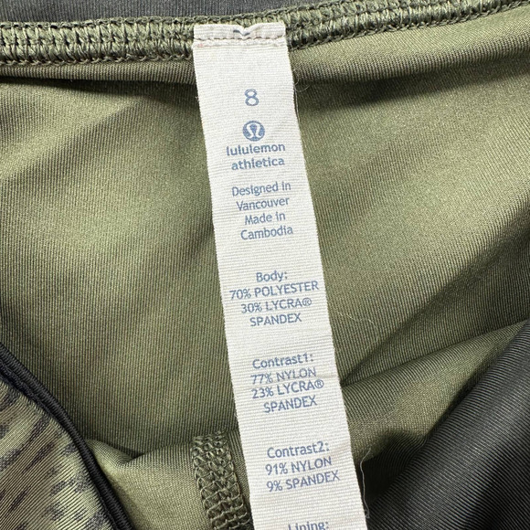 Lululemon Leggings Womens 8 Green Run Inspire Crop Luxtreme Dottie Dash Fatigue - Picture 3 of 9